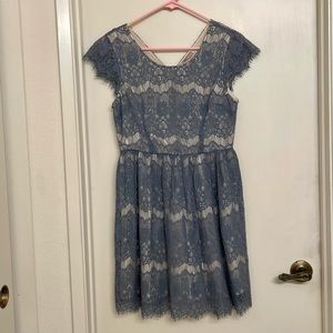 Forever 21 light blue lace aline dress (fully lined)
